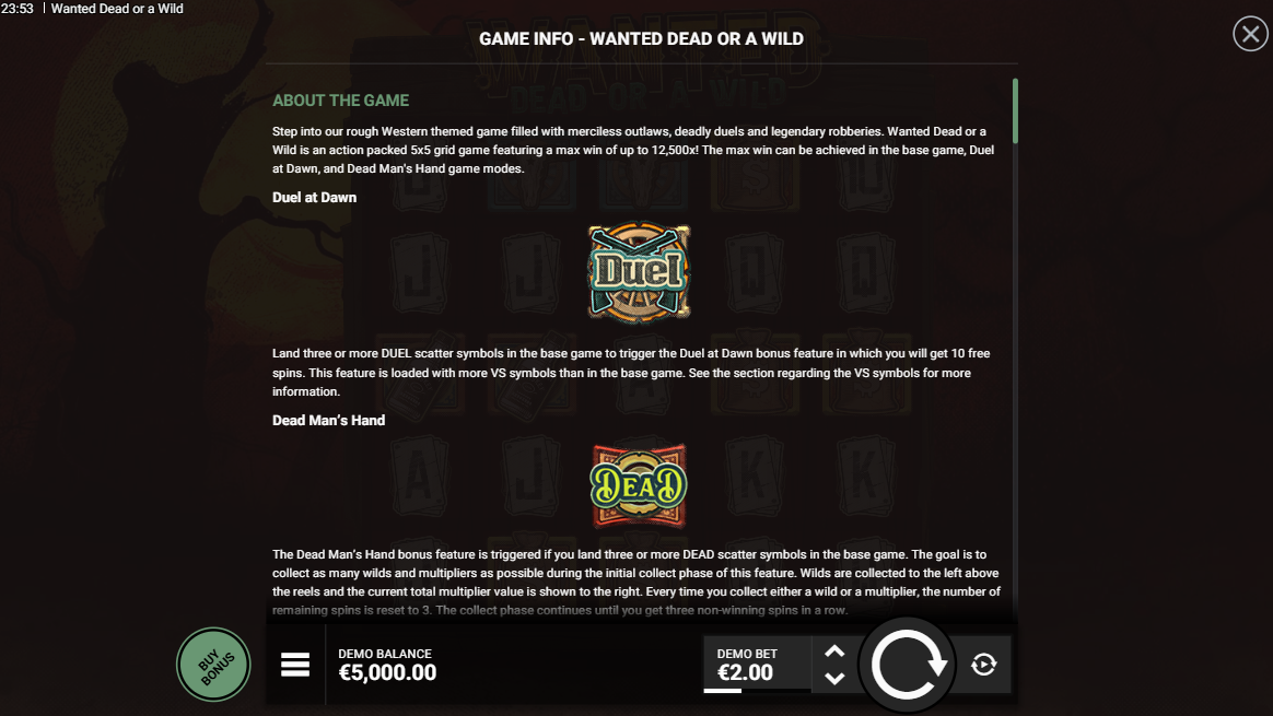 Wanted Dead Or A Wild (Hacksaw Gaming) Image 2